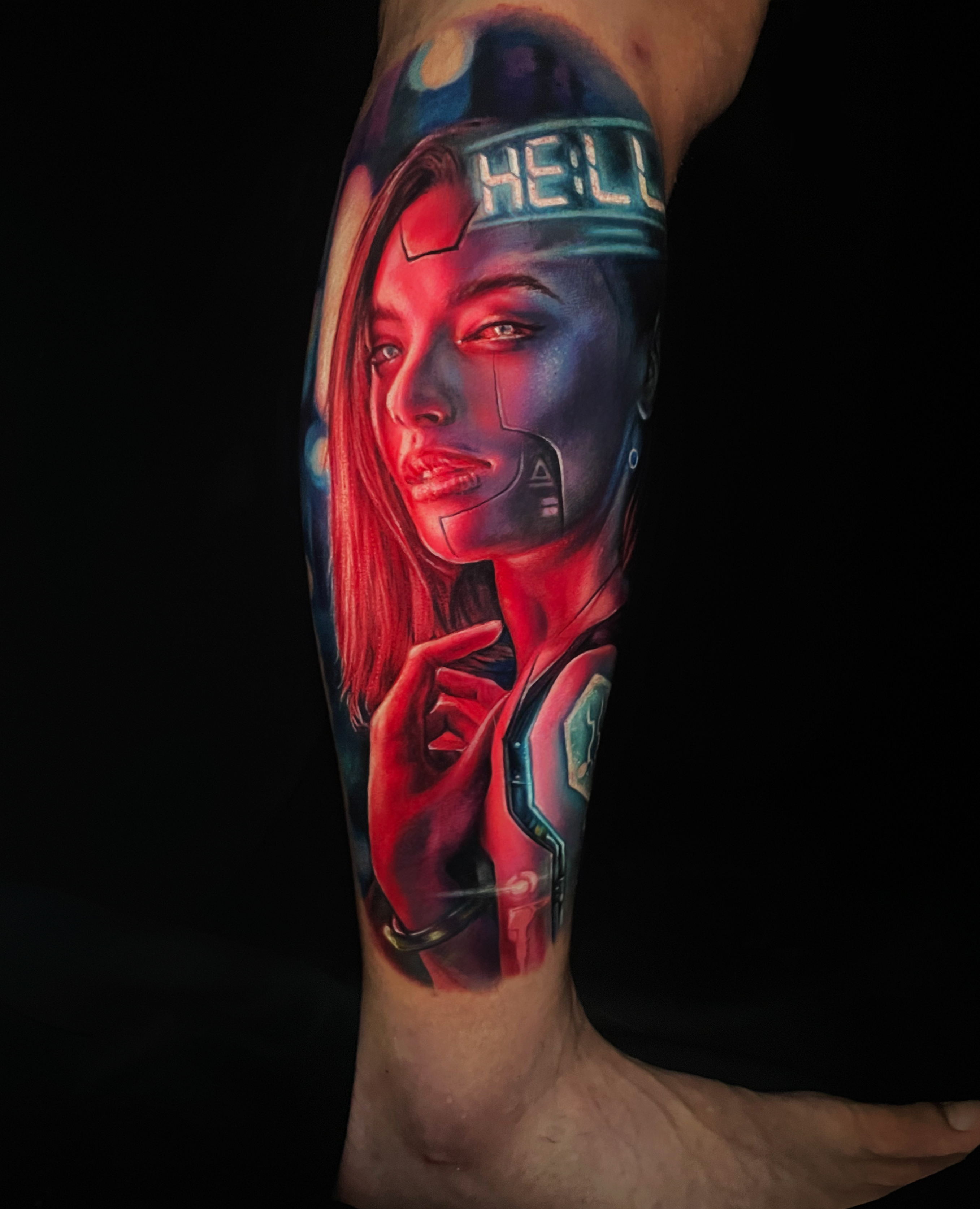 Cathy Realistic Cyberpunk Tattoo - Futuristic Color Ink Design by Cathy Tattoo Chongqing Artist