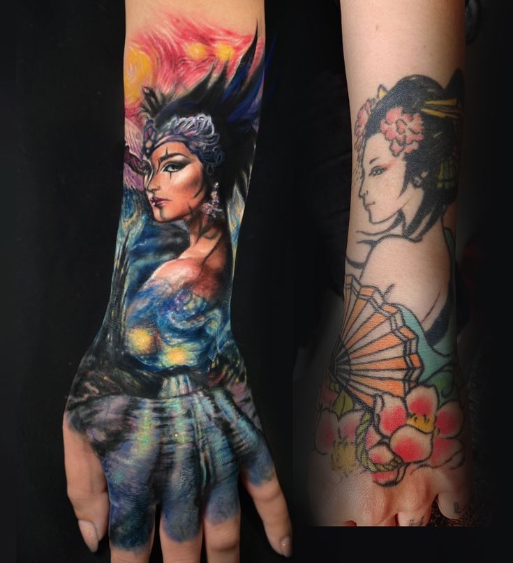 Professional hand tattoo cover-up by Cathy Xiaonie - Realism tattoo transformation in Chongqing studio