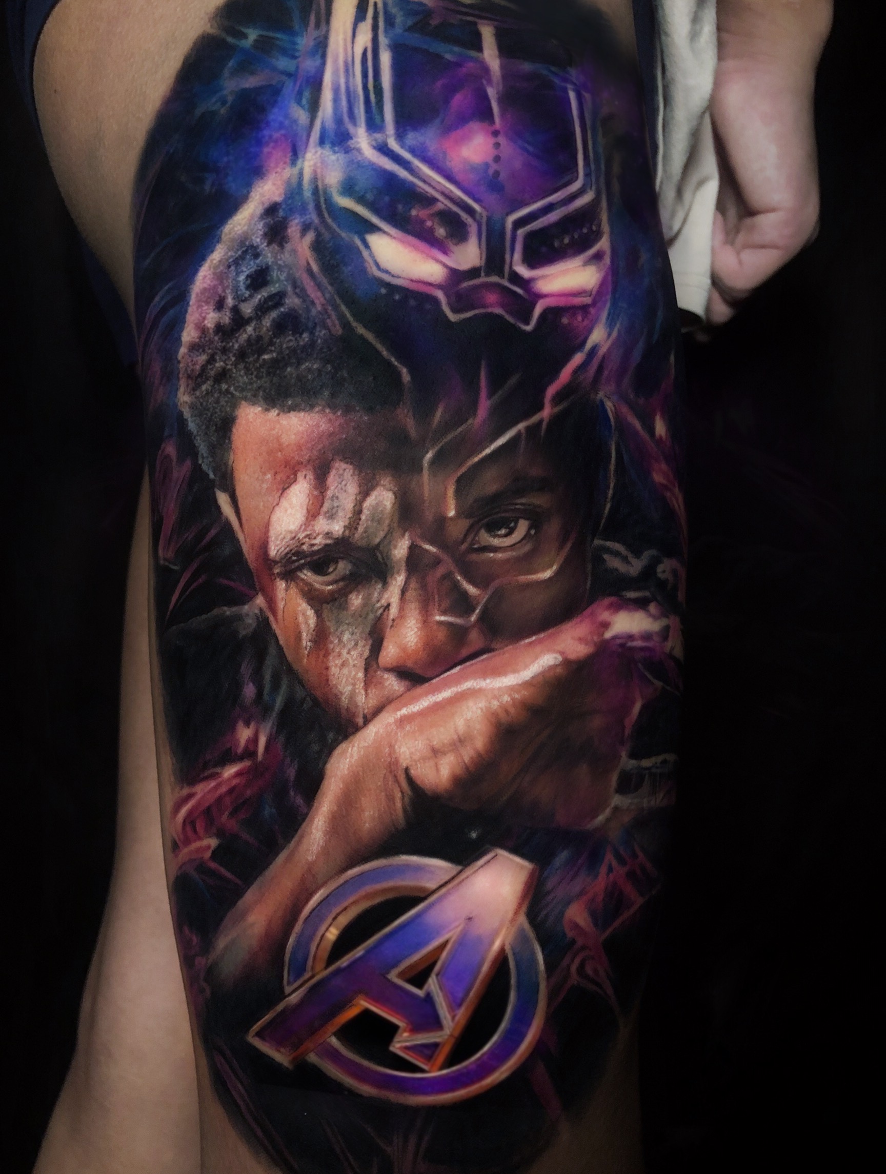 Vibrant color realism leg tattoo by Cathy Xiaonie - Black Panther Tattoo - Chongqing tattoo artist